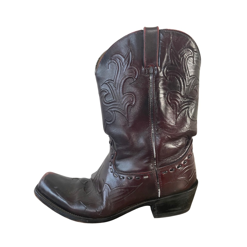 Durango Cowboy Boots Mens 10.5 EE Burgundy Leather Western USA Made Snip Toe